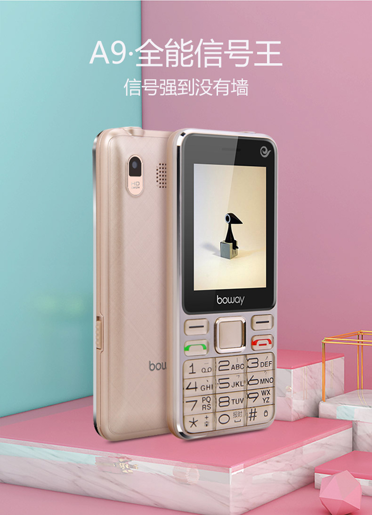 邦华boway老年手机直板按键电信机老人手机老年功能机a9铂光金