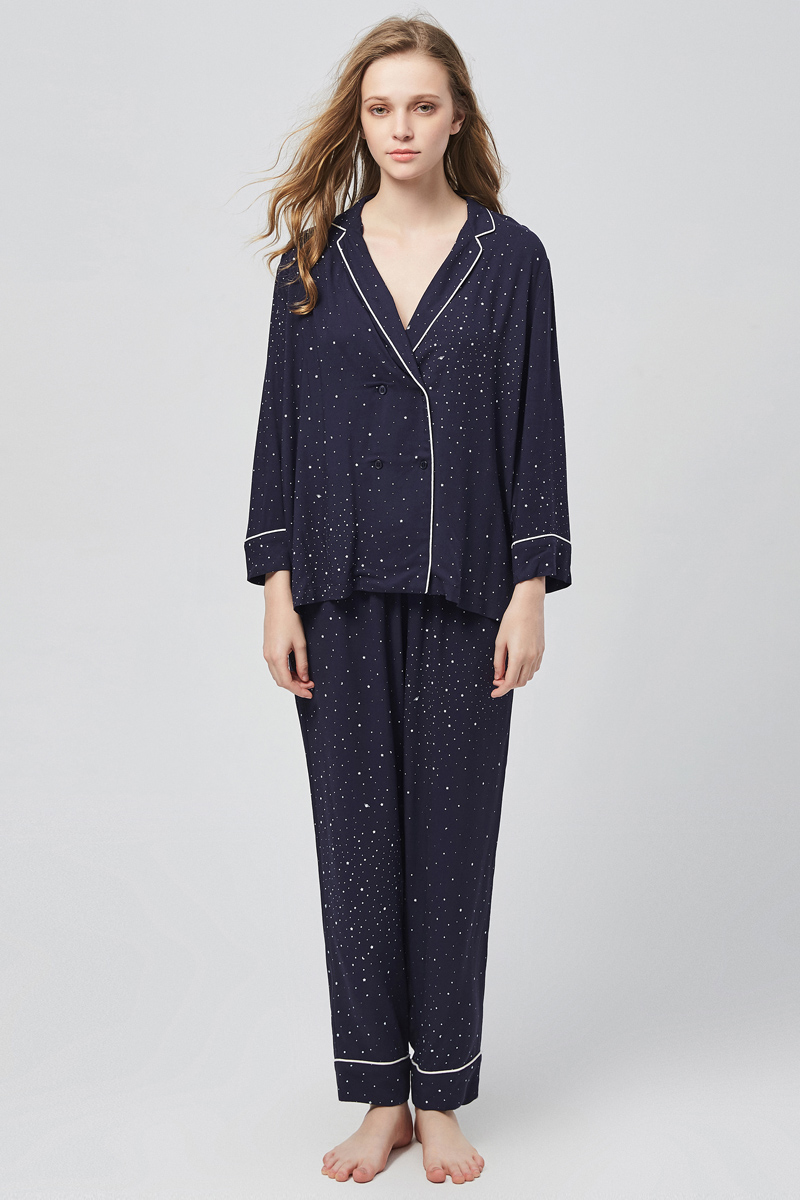 娅茜内衣长袖长裤梭织女睡衣套装518932wt18