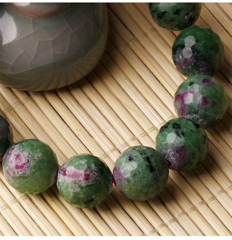 凝萃 红宝石黝帘石多色手链14mm切面