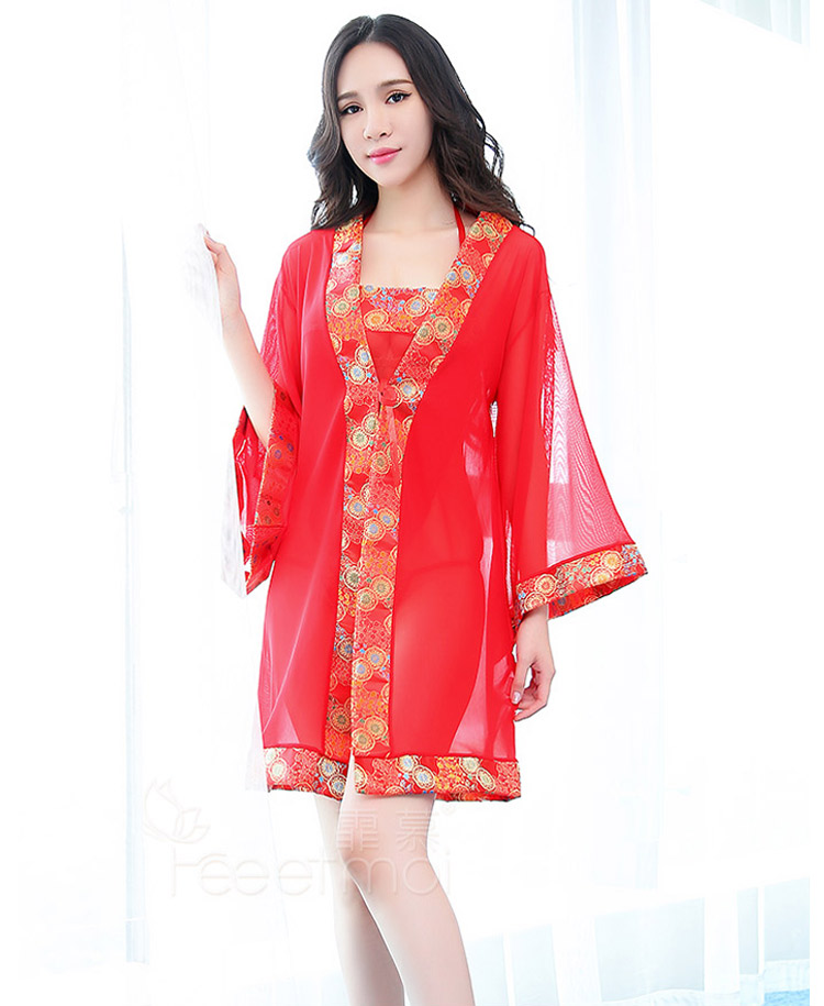 踏保帝性感肚兜旗袍骚透视装三点式开裆情趣内衣小胸激情套装血滴子