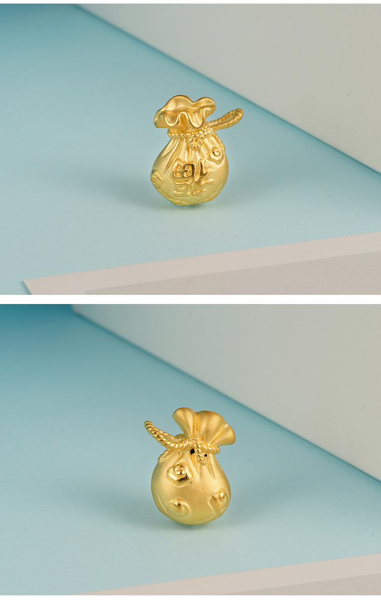 金一足金3d硬金福袋吊坠通用款黄金吊坠不含项链定价acb047约147g