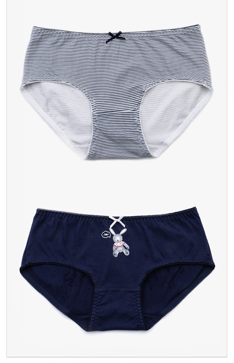 雅鹿女士5条中腰性感可爱少女内裤大码学生棉质面料三角裤 雅鹿内裤