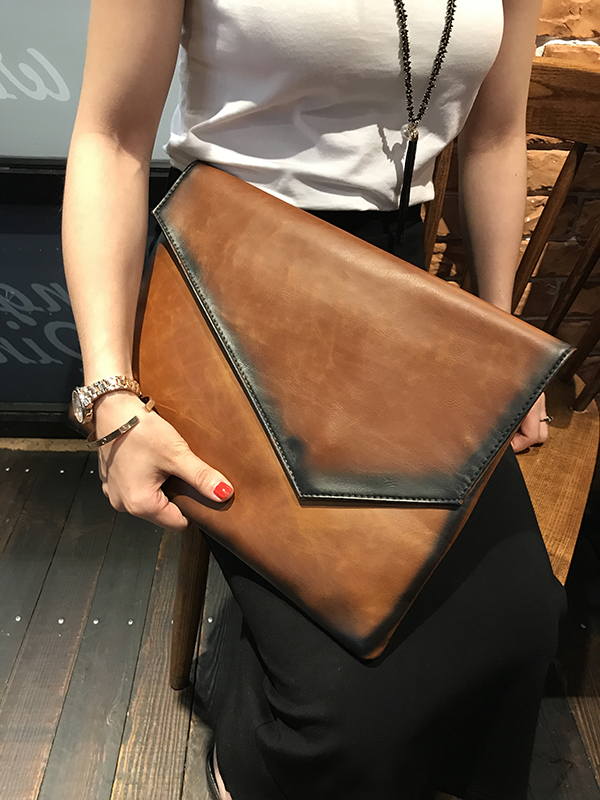 原创个性手拿包时尚气质手抓大包简约新款潮女手包a4文件信封夹包