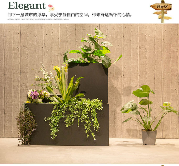 户外花槽方形田园落地花架防锈铁艺花箱阳台花器花盆绿化花卉架