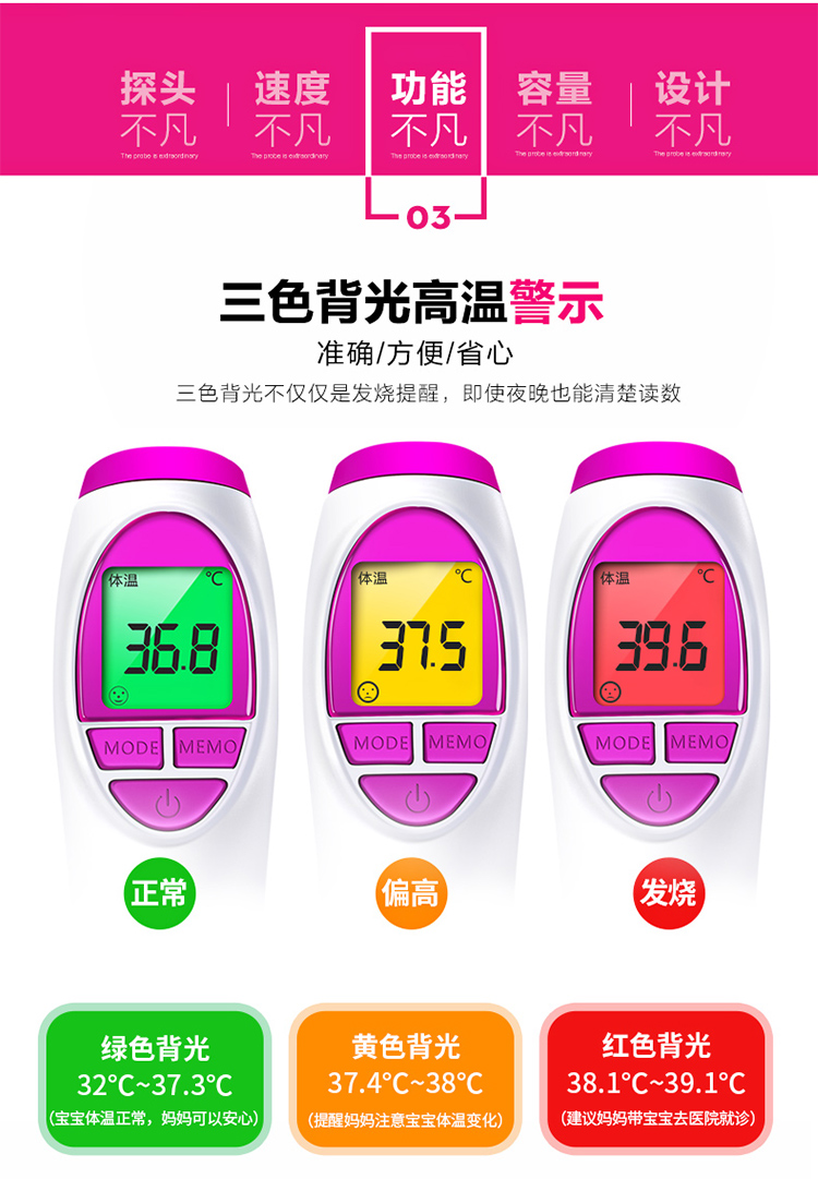 可孚充电红外线宝宝儿童婴幼儿家用医用额头发烧高精度准确电子体温计