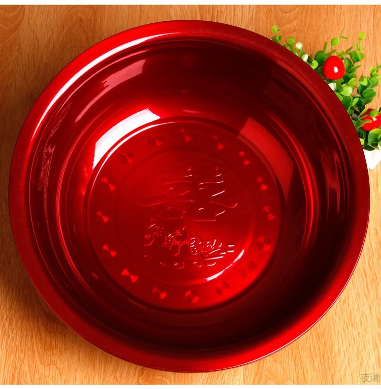 结婚用品脸盆婚庆用品喜盆新人洗漱脸盆搪瓷大红色脸盆新娘婚庆嫁妆红