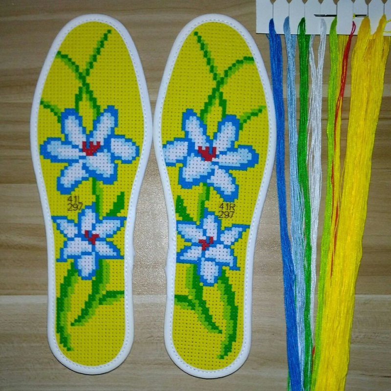 2020款十字绣鞋垫绣花针孔纯棉布手工半成品刺绣鞋底精准印花纯棉布