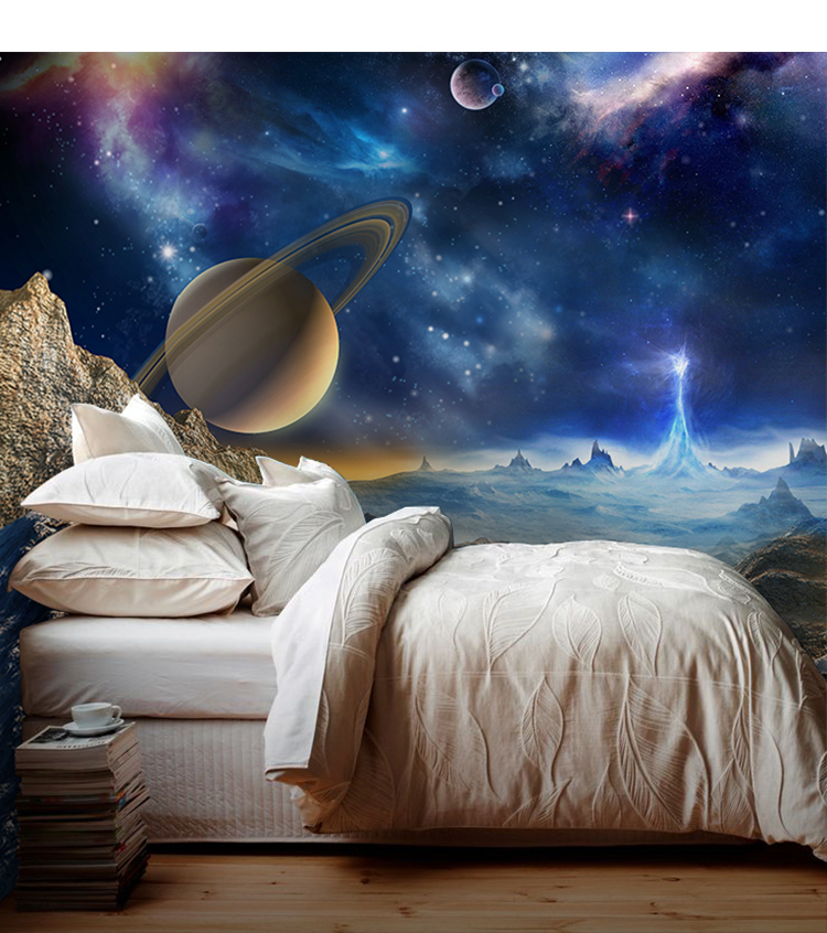 棚顶装修宇宙科幻星空3d主题酒吧个性背景墙纸咖啡店吊顶壁纸壹德壹