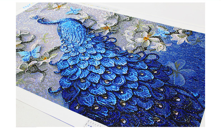 5d满钻孔雀钻石画新款客厅玄关卧室粘点砖石贴钻十字绣彩钻圆钻6090