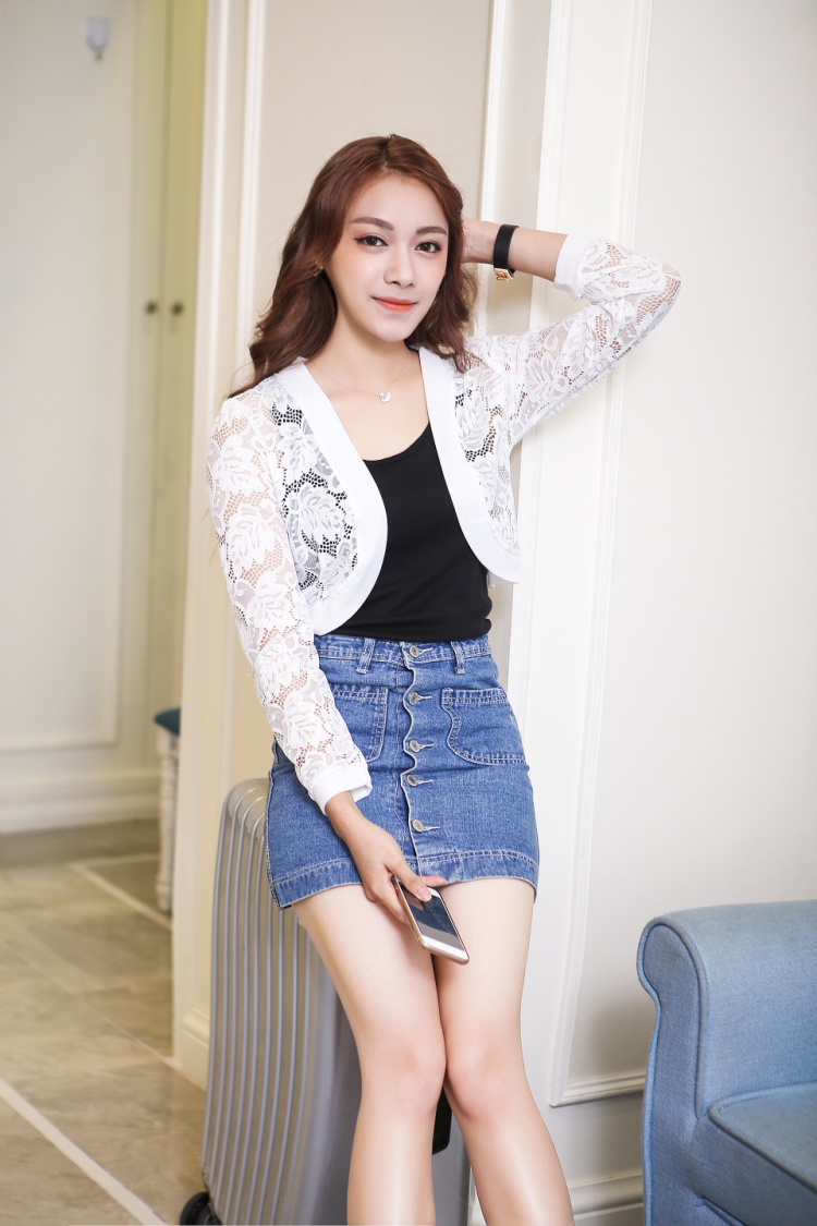 mtiny蕾丝小披肩外套夏季外搭开衫短款长袖女士薄款白色小坎肩百搭