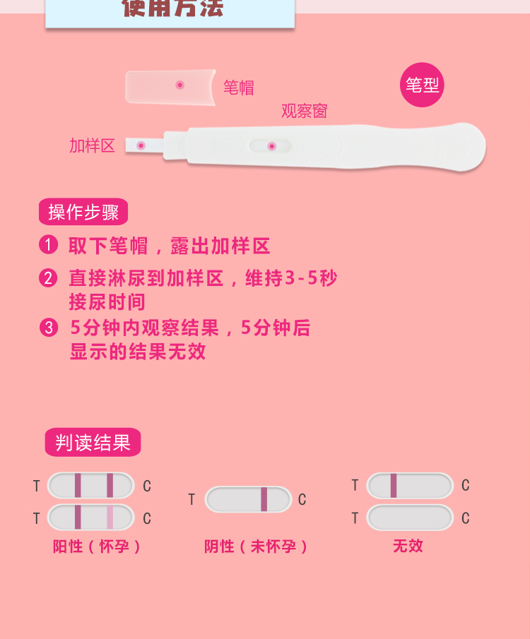 伊健仕hcg检测试笔早早孕验孕试纸测孕早孕试纸验孕笔验孕棒笔型三支
