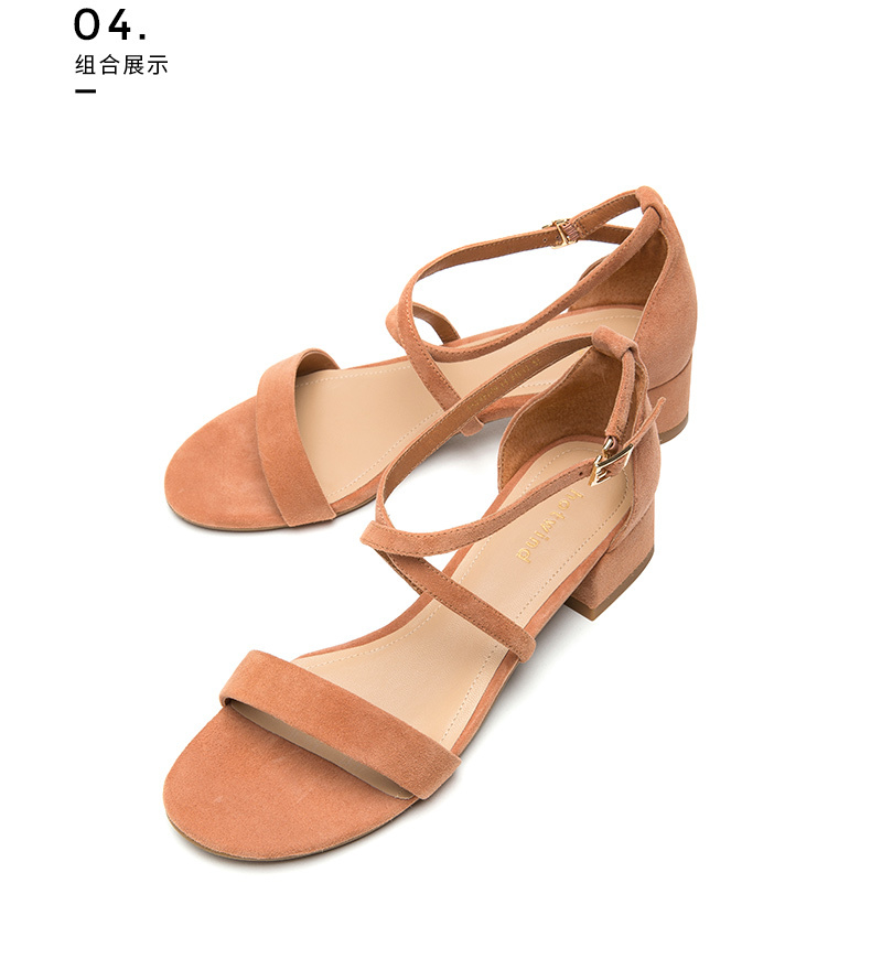 热风hotwind女士一字带女鞋百搭时装中跟凉鞋女夏h52w8209