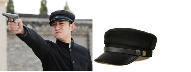 818款中山装帽子 男平顶复古帽子演出配饰男士鸭舌帽子 民国学生装