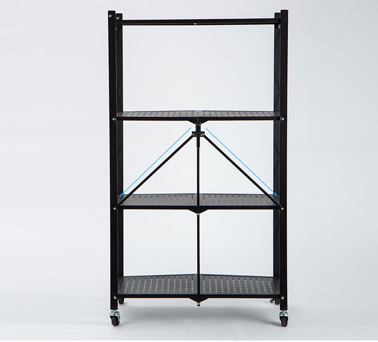 欧润哲置物架可折叠多层架厨房微波炉烤箱储物架落地免安装折叠带轮四