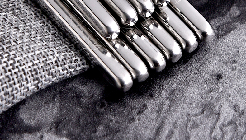 不锈钢筷子304家用防滑耐高温不霉银铁合金快子套装家庭装10双