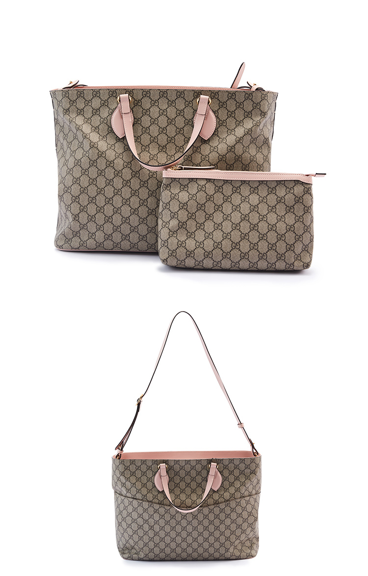 gucci古驰双g印花人造帆布购物袋457356