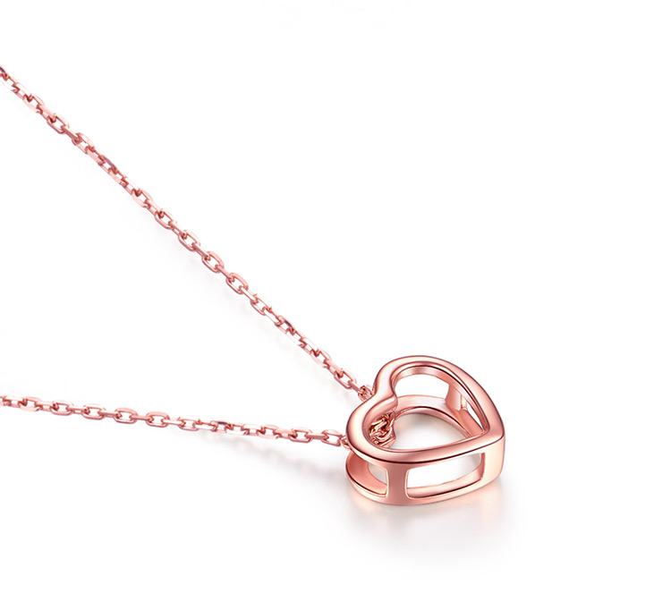 佐卡伊zocai 玫瑰金吊坠女18k黄金吊坠正品心形彩金项坠女款k金套装送