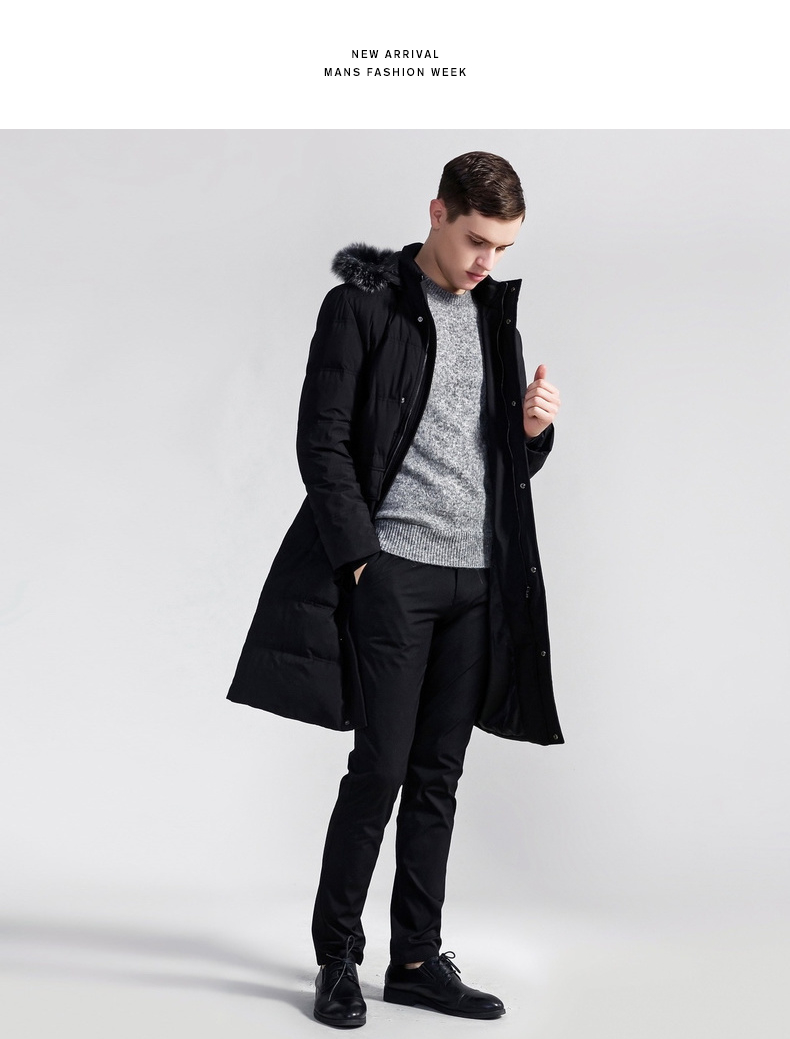 阿仕顿男士商务休闲羽绒服中长款青年保暖上衣时尚百搭纯色外套潮