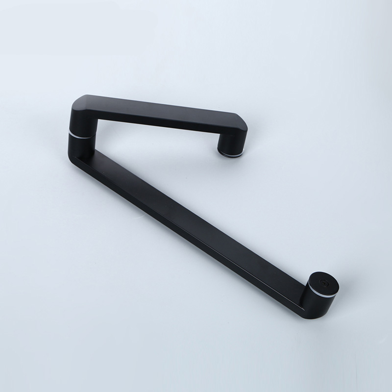 哑黑淋浴房拉手玻璃门把手黑色浴室玻璃门拉手黑色方管l型 一副价都市