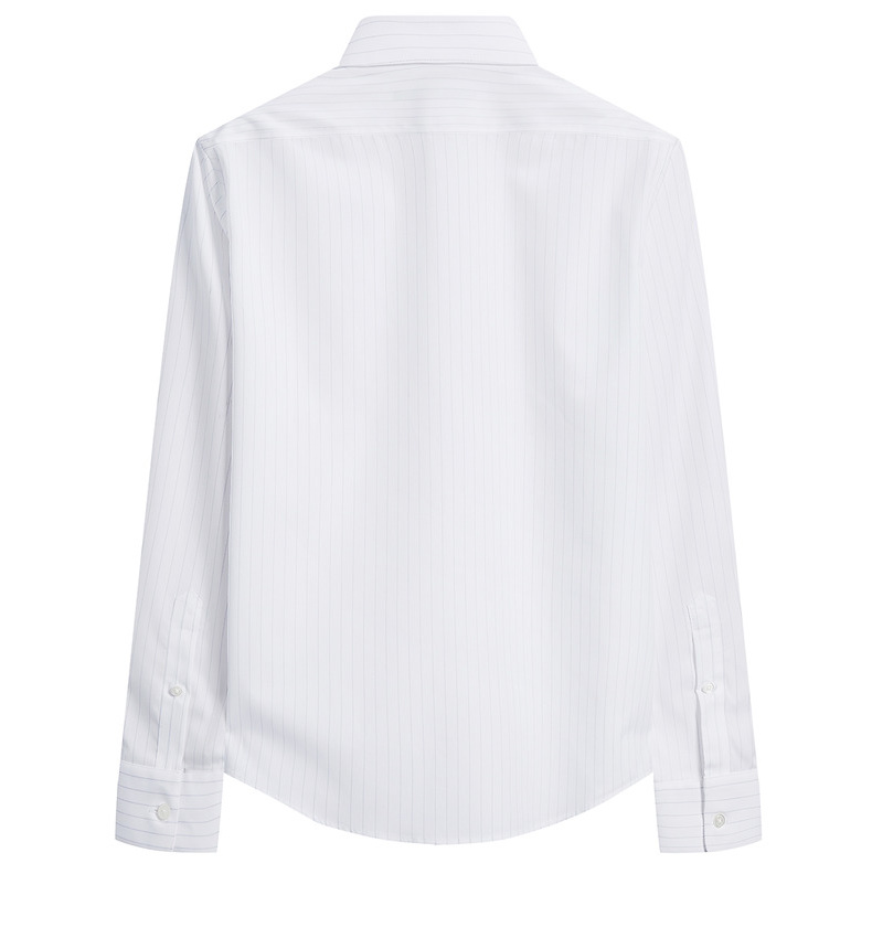 gxg长袖衬衫男装 春季男士修身休闲白底蓝条衬衫潮