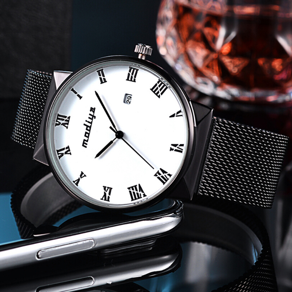 modiya modiya pd001石 英表断刻度钢丝带手表商务