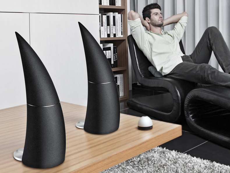 漫步者e30 蓝牙音箱 犀牛角大三角帆无线音响 黑色