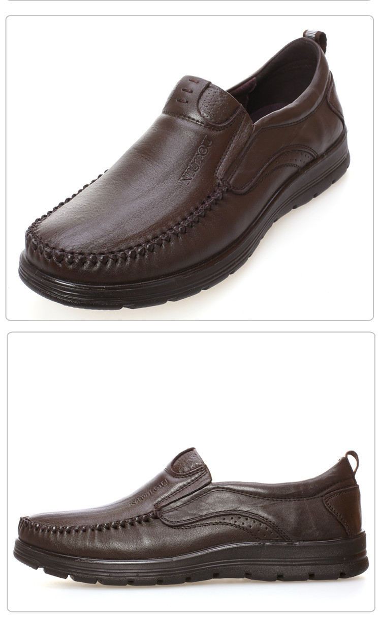 上海牛头牌透气男士休闲皮鞋头层牛皮透气耐磨流行办公室男鞋低帮鞋