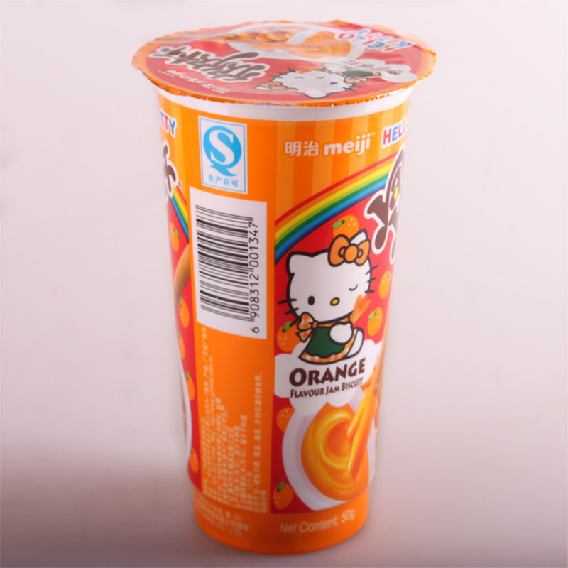 明治(meiji)饼干 明治欣欣杯50克香橙味饼干条单杯装果酱 饼干条