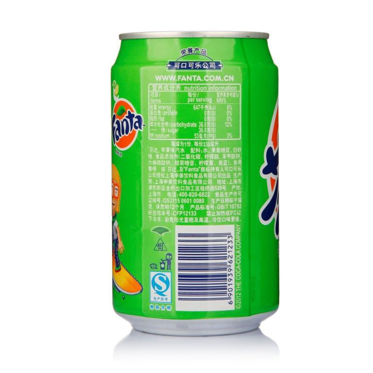 芬达 苹果味汽水 330ml 上海