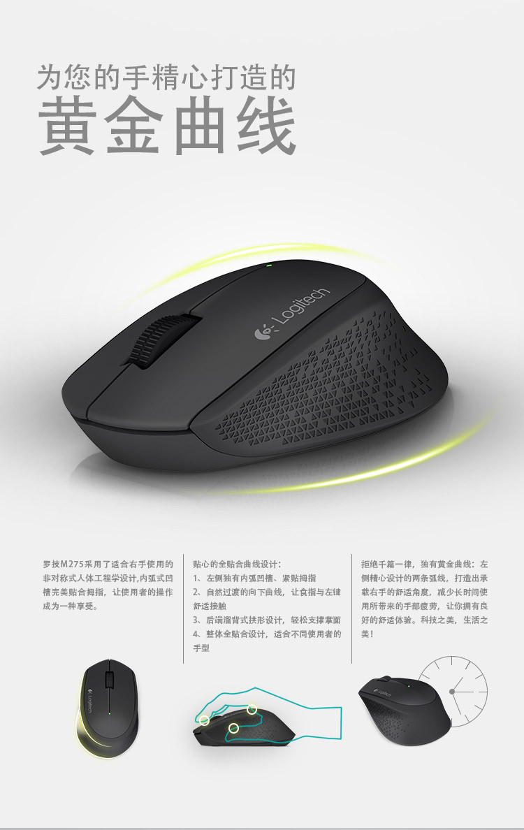 罗技logitechm280无线鼠标白色