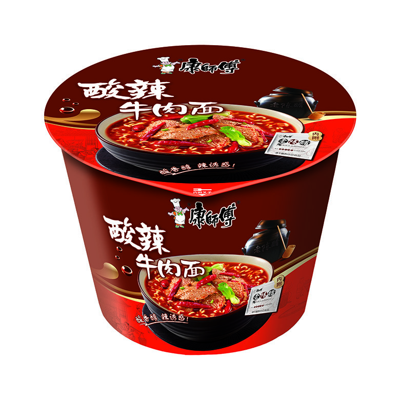 康师傅老陈醋酸辣牛肉面125g桶