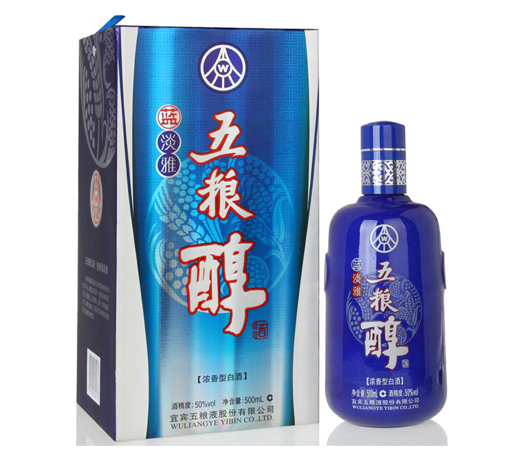 五粮液出品 五粮醇 蓝淡雅 50度 500ml*6 浓香型白酒 整箱装