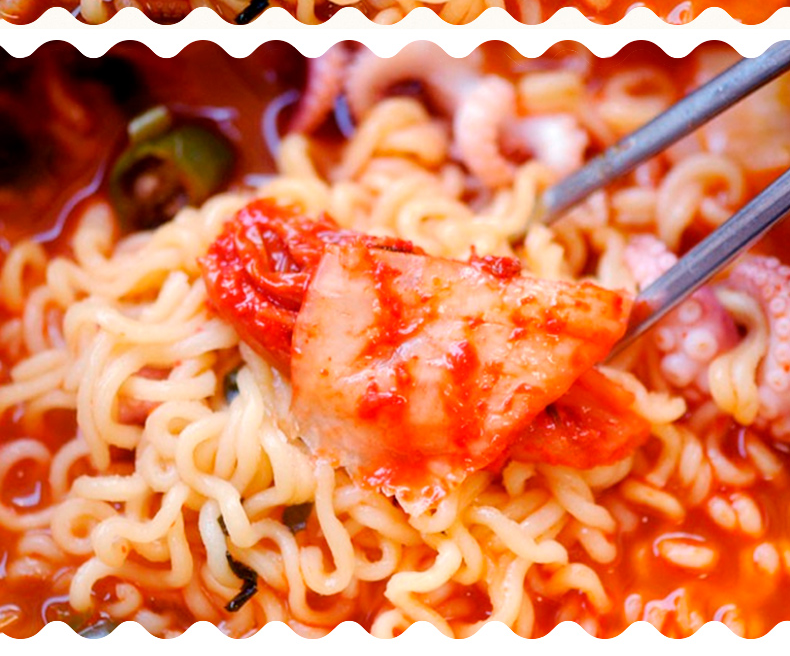 农心鱿鱼面5连包韩国进口方便面海鲜味拉面辣味泡面124gx5袋