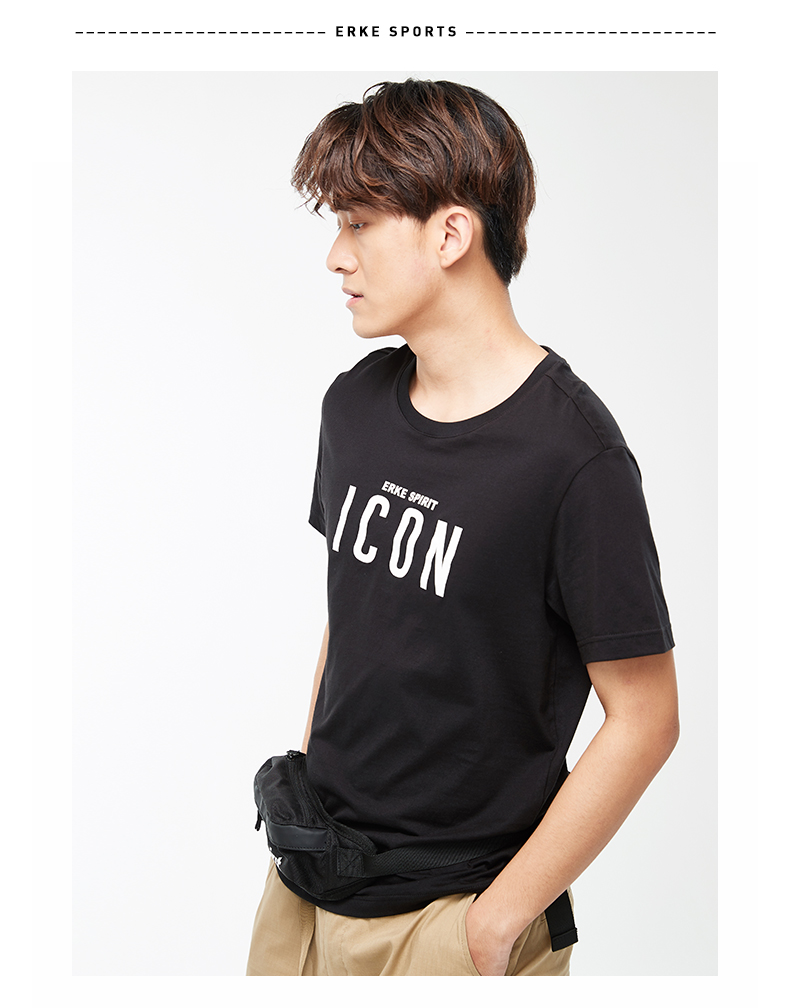 鸿星尔克(erke)男t恤 2019男圆领短袖 休闲轻便运动t恤男套头上衣男