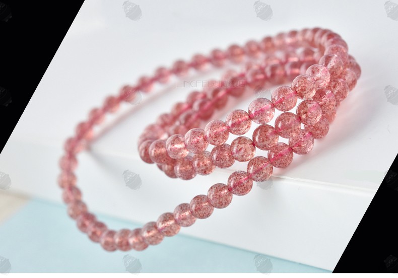 莓晶多圈手链女6mm莓石蔷薇晶三圈手串水晶饰品