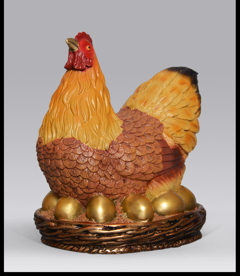 定制铜鸡摆件母鸡下金蛋家居风水摆件客厅鸡摆设工艺