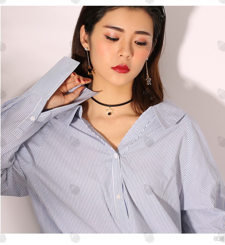 时尚五角星短款颈链锁骨链项圈女颈带脖子装饰品项链个性绑带金色