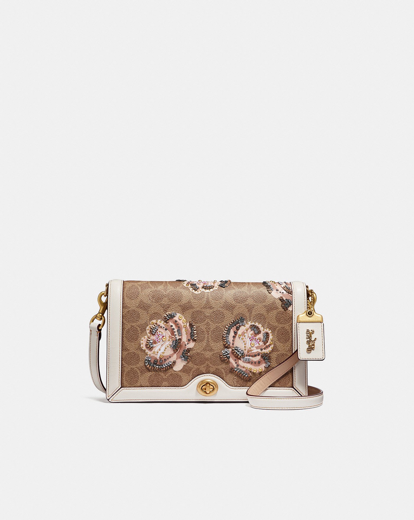 [直营]蔻驰(coach) riley系列玫瑰印花装饰女士牛皮单肩斜挎包 风琴包