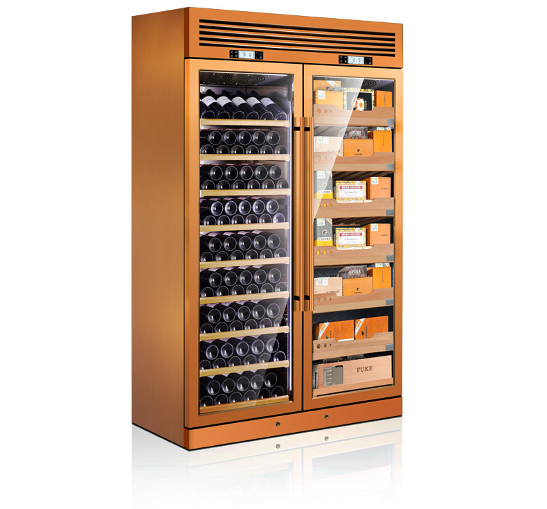 富客fk330cb雪茄柜红酒柜不锈钢恒温恒湿雪茄柜红酒柜可定制