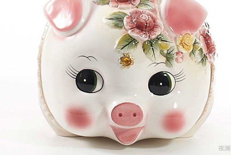 储蓄罐大号陶瓷材质小猪造型送儿童生日家居桌面摆件