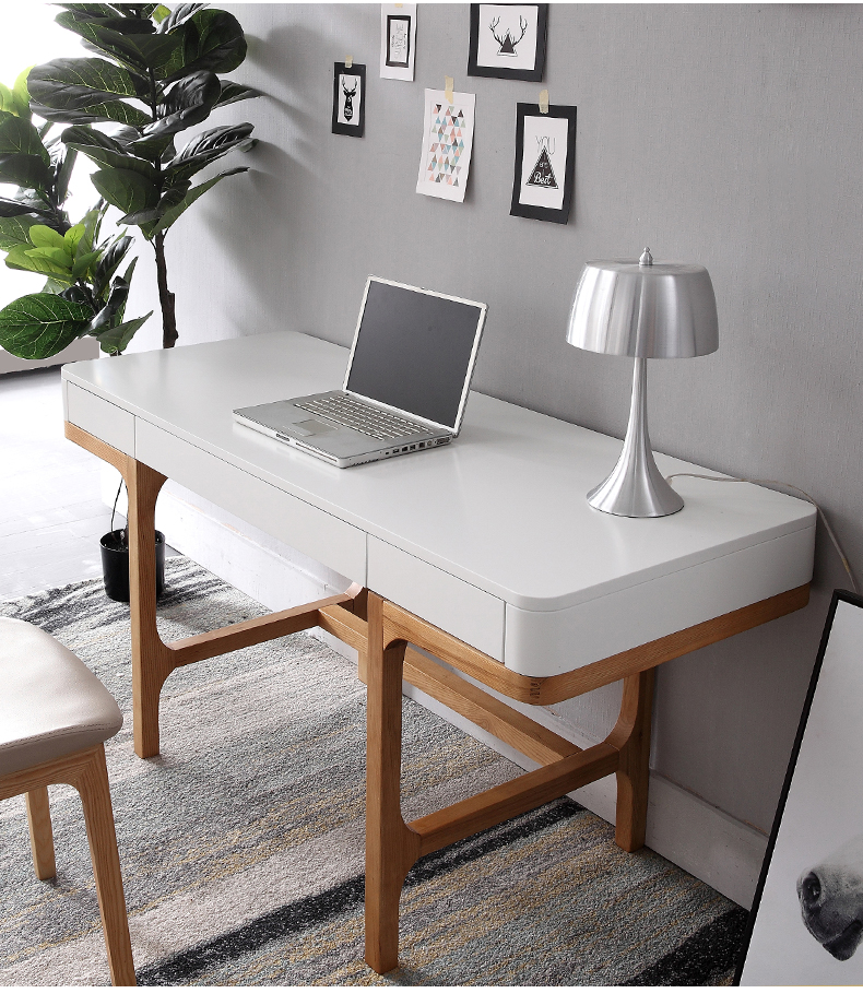 实木书桌北欧现代电脑桌日式简约写字台家用办公桌设计师家具