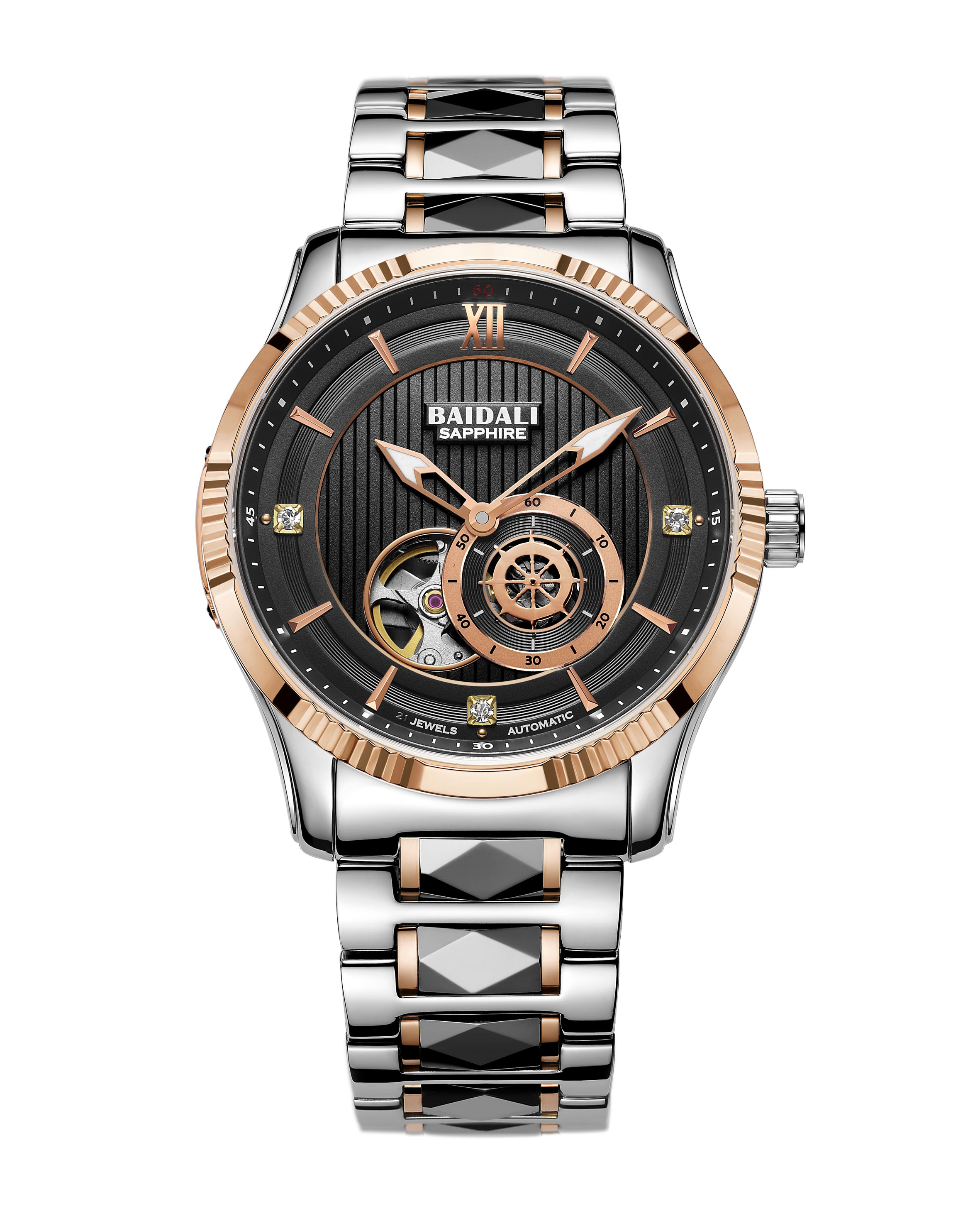 佰达利(baidali)机械表15115g 全自动螺纹镂空商务机械表 双刻度时尚