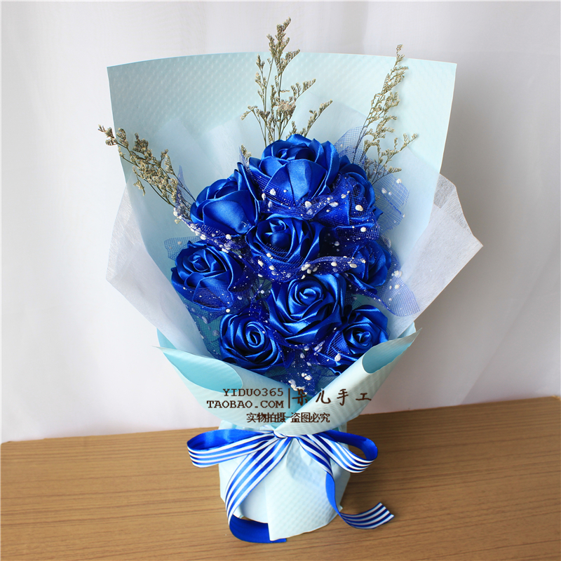 9朵手工丝带玫瑰花diy材料包绸带缎带花束制作工具套装绸带玫瑰花