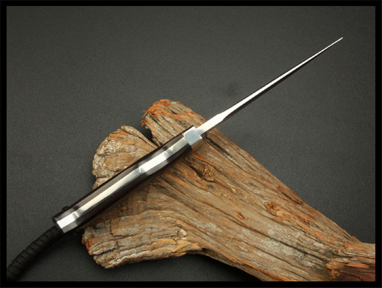 开刃直刀户外军刀高硬度小刀锋利刀具野外防身战术小直黑檀木柄小猎刀