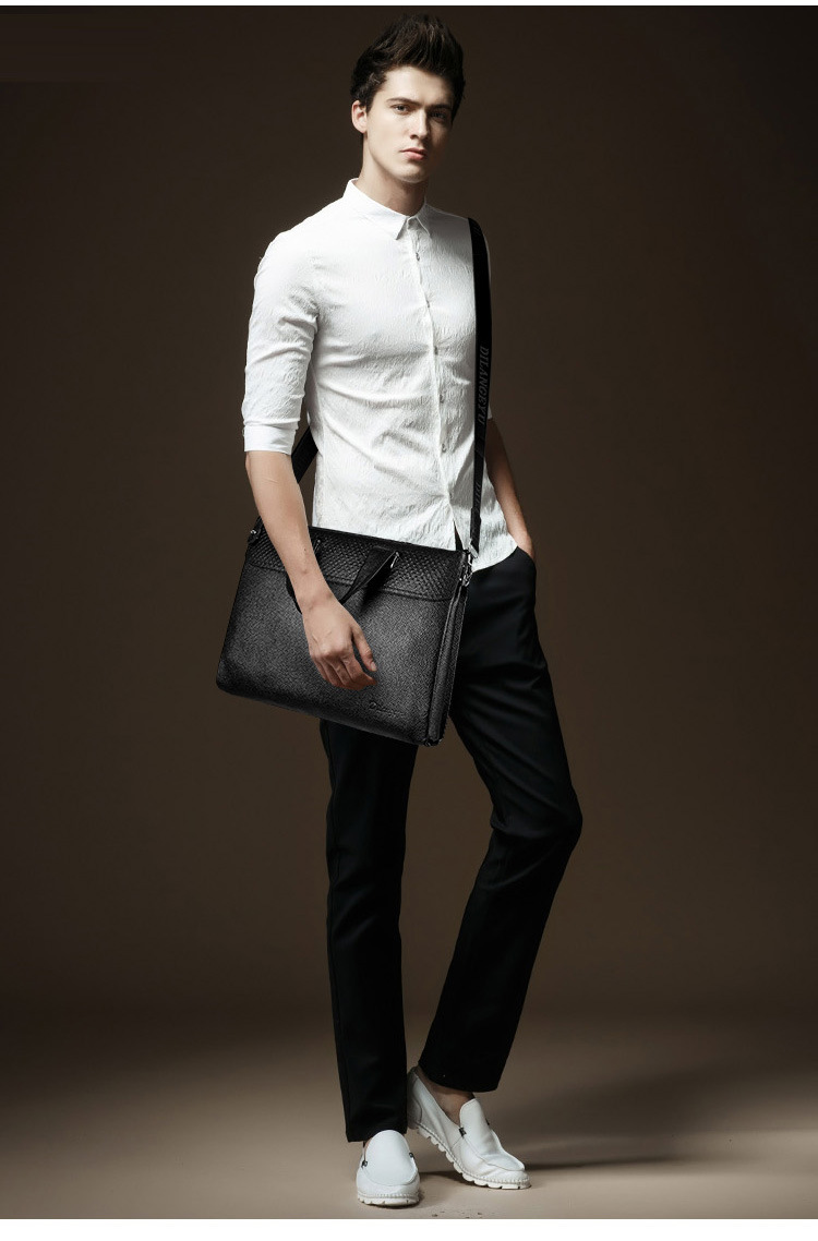 2018新款男包商务包手提单肩包横款公文大包男士包包黑色通用