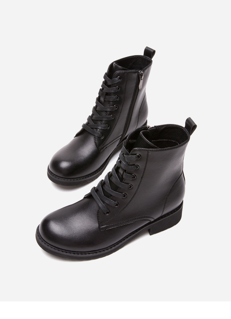 热风hotwind冬款潮流时尚女士休闲小皮鞋短靴粗跟时装靴h81w7413