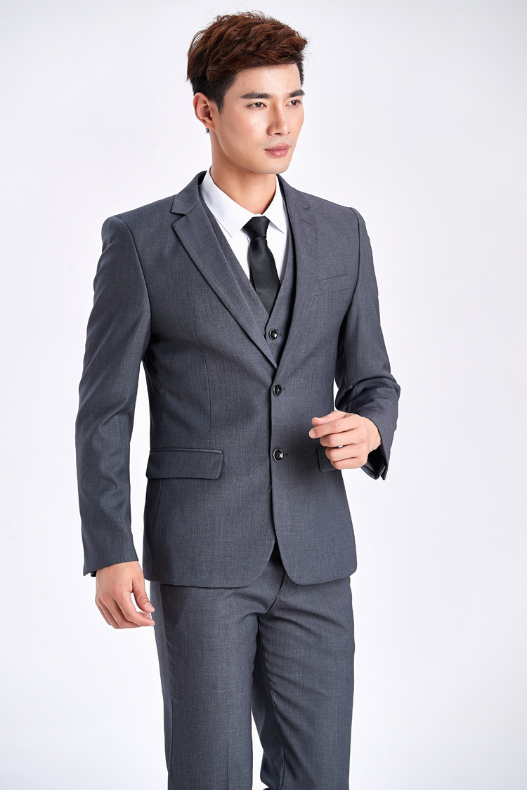 newlake青年教师工作服西服套装男士三件套修身上班正装职业商务西装