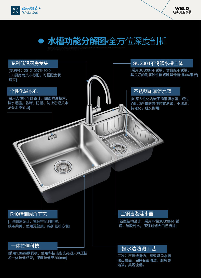 都市诱惑沥水篮es605 304水槽不锈钢双槽套餐厨房洗碗池小r角出口盆es605都市诱惑 价格图片品牌报价 苏宁易购科诺尔家装专营店