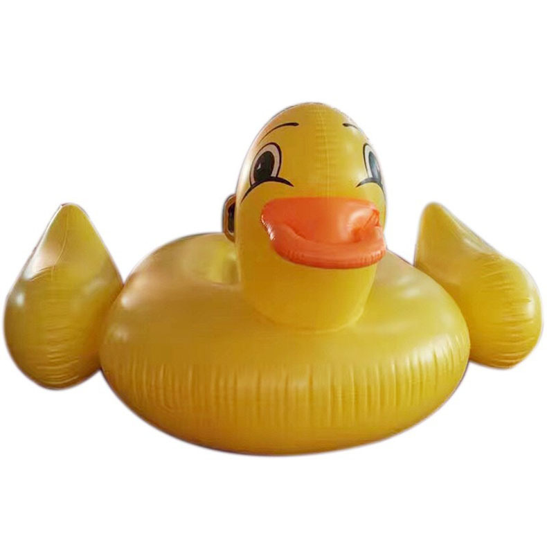大黄鸭游泳圈坐骑双号水上充气玩具儿童小鸭子加厚浮床