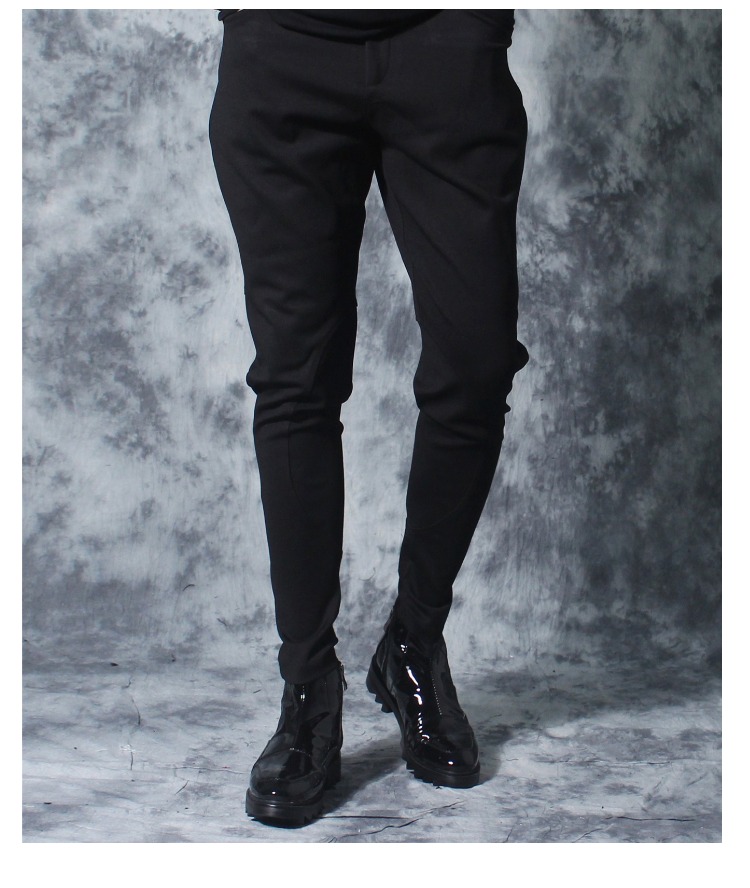 新款式春夏新款暗黑潮男个性马裤修身休闲裤韩版弹力小脚裤时尚哈伦裤